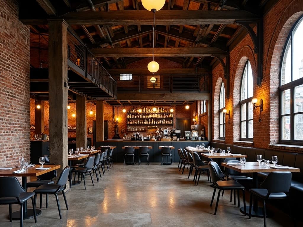 Victorian warehouse conversion restaurant interior, Leith Edinburgh — cast-iron and steel by Halcyon Studio